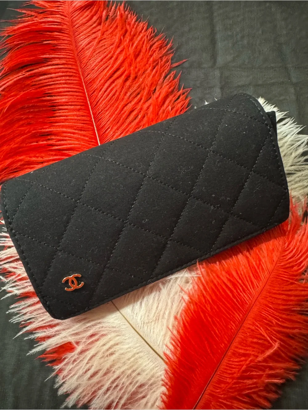 CHANEL 💯% Authentic Black Quilted Velvety Sunglasses Case with Iconic CC Emblem.
